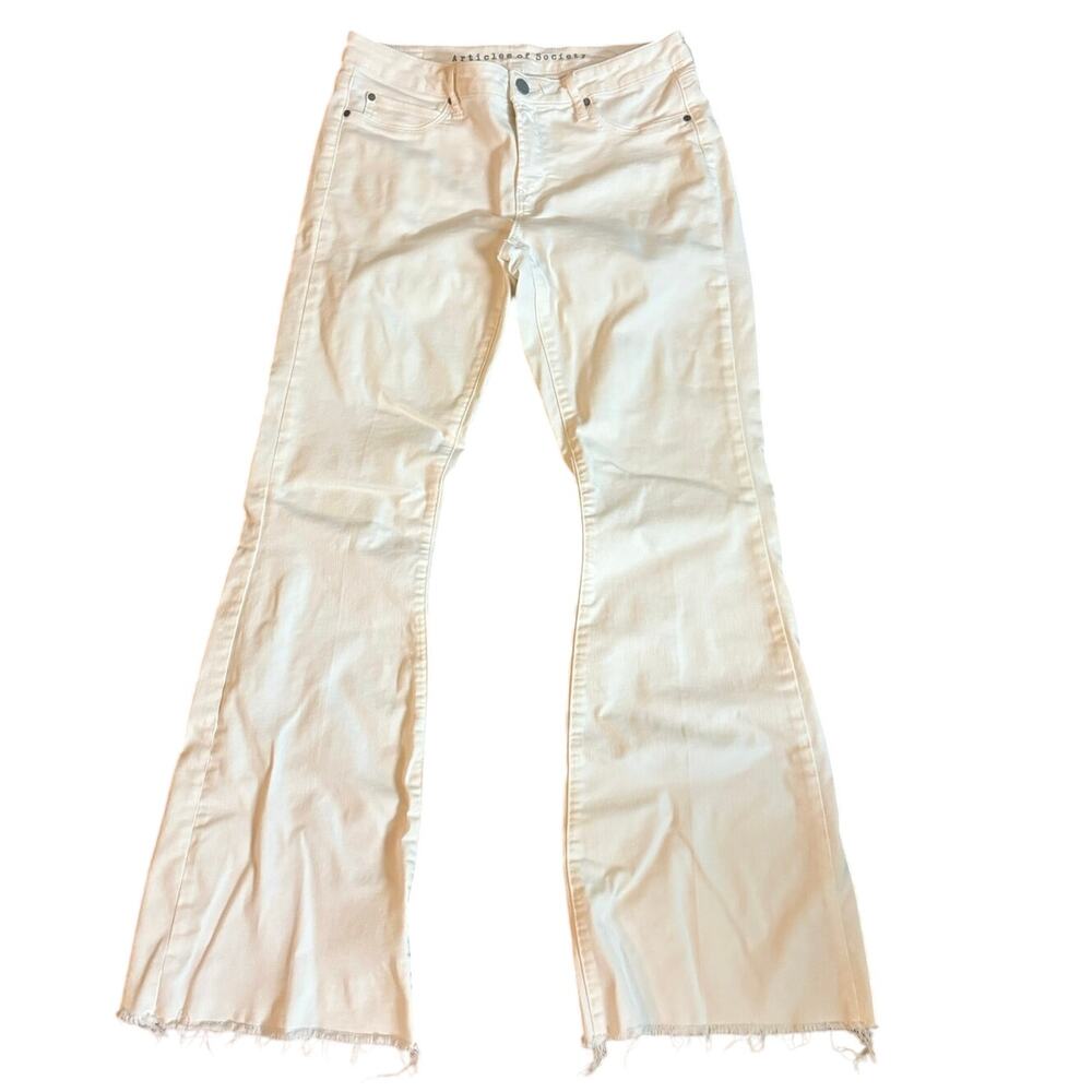 Womens‎ 29 Article of Society White Bootcut Raw Hem Jeans EUC